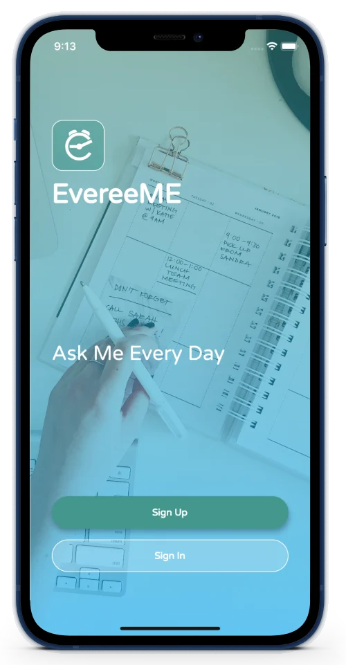 EvereeME interface for creating personal daily reflection questions